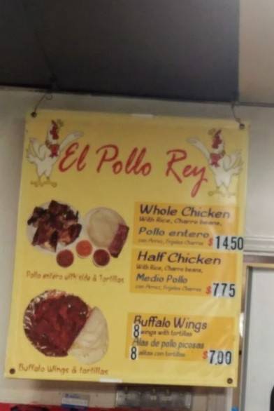 Menu at El Pollo Rey restaurant, Kansas City