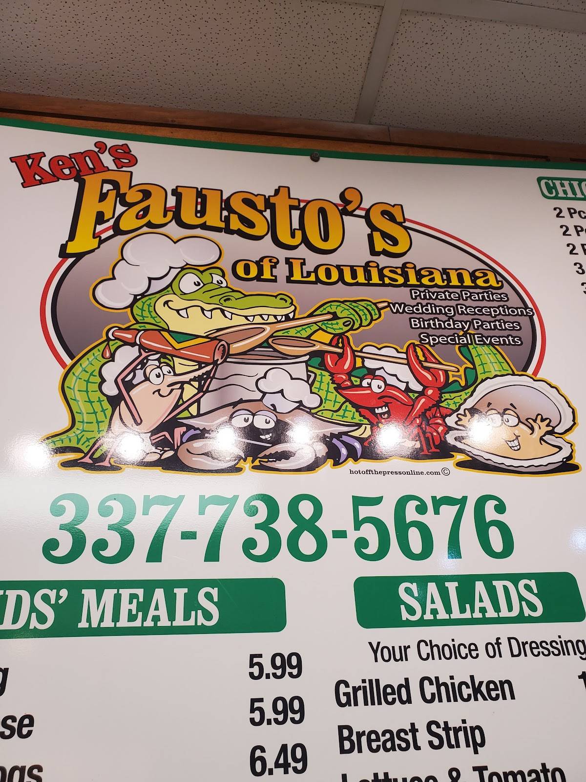 Menu at Fausto's Family Restaurant, Kinder, US165