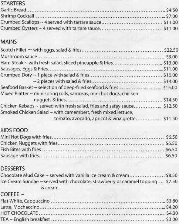 Menu at Flagstaff Cafe and Sports Bar, Hamilton