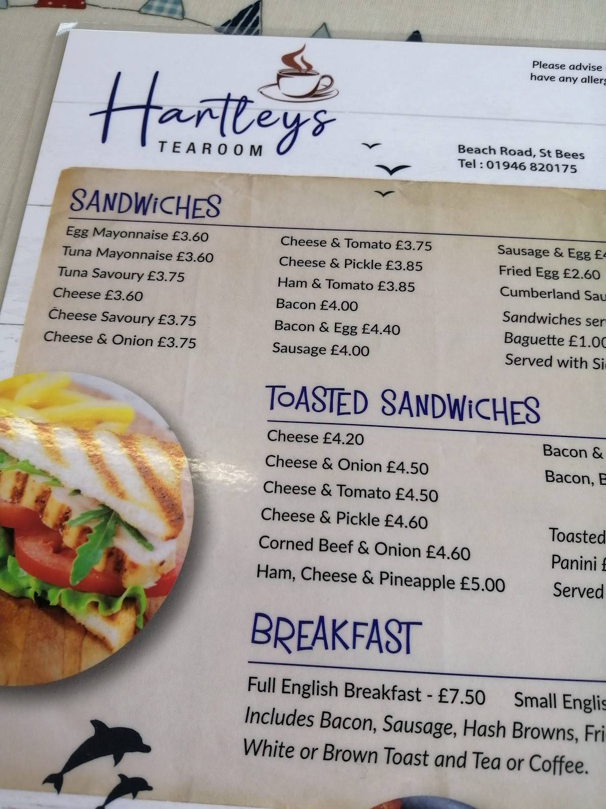 Menu at Hartleys Beach Shop cafe, Saint Bees