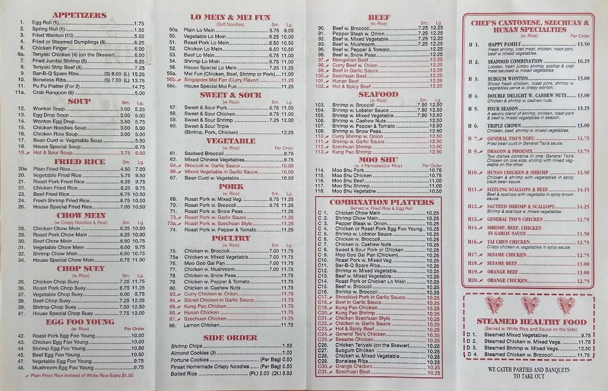 Menu at Hop Hing restaurant, North Royalton