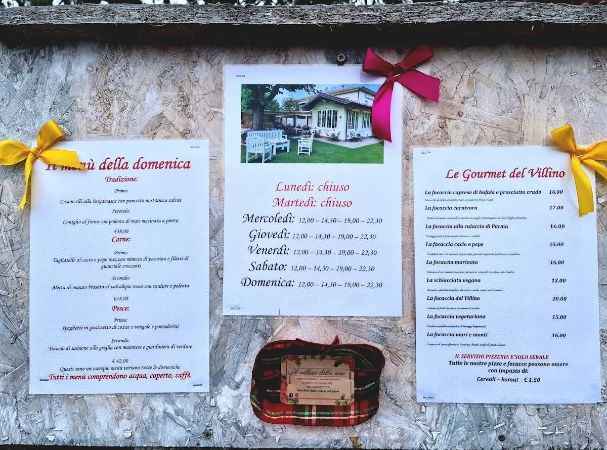 Menu Da Il Villino Delle Rose Ristorante Scano Al Brembo Via Sombreno