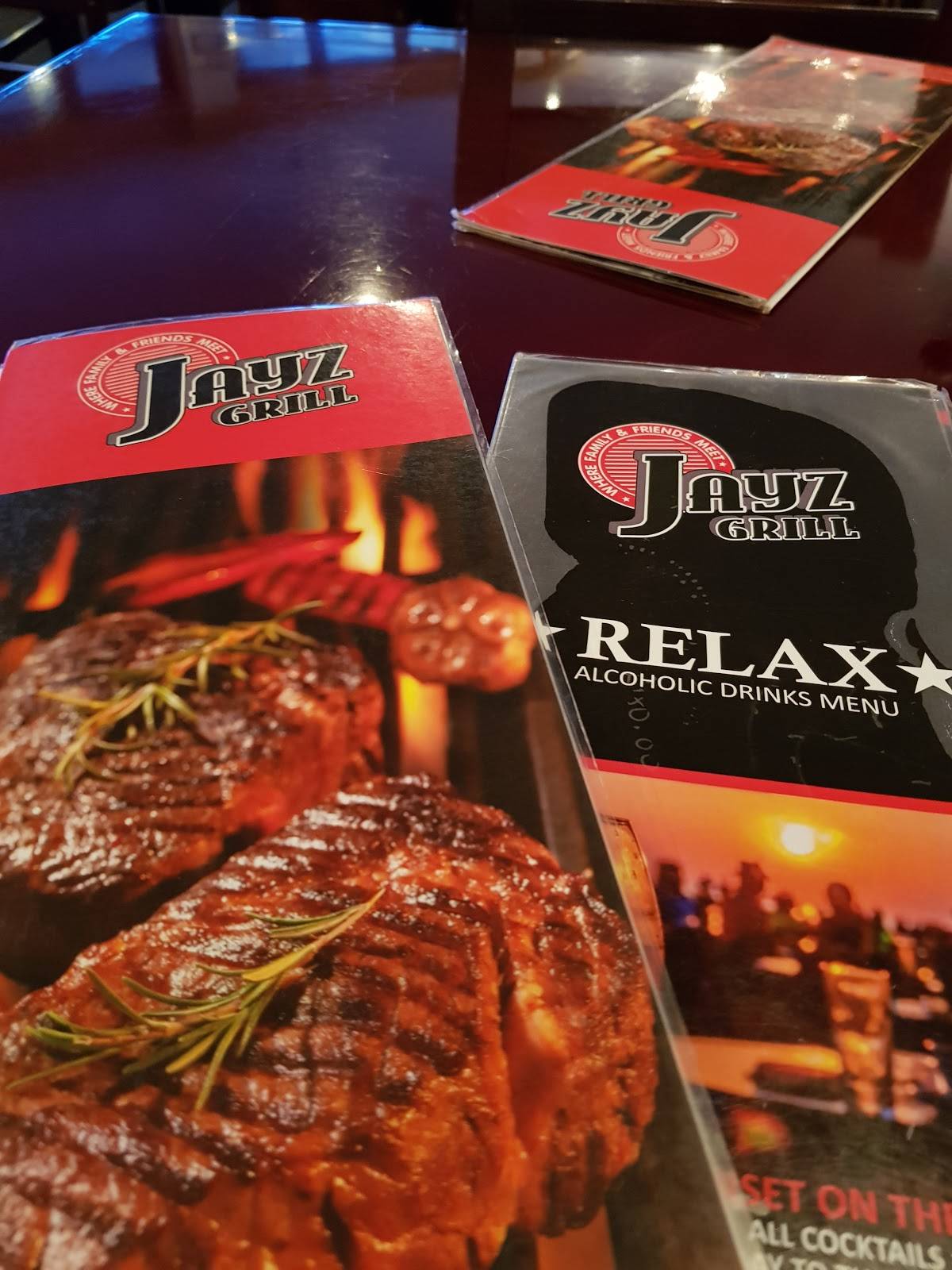 Menu at Jayz Grill restaurant, Pietermaritzburg