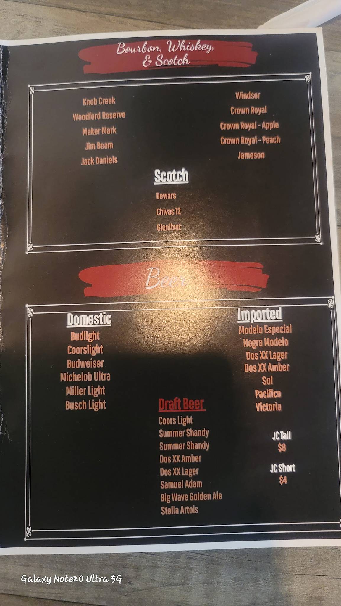 Menu at Jc’s Steakhouse, Wahoo