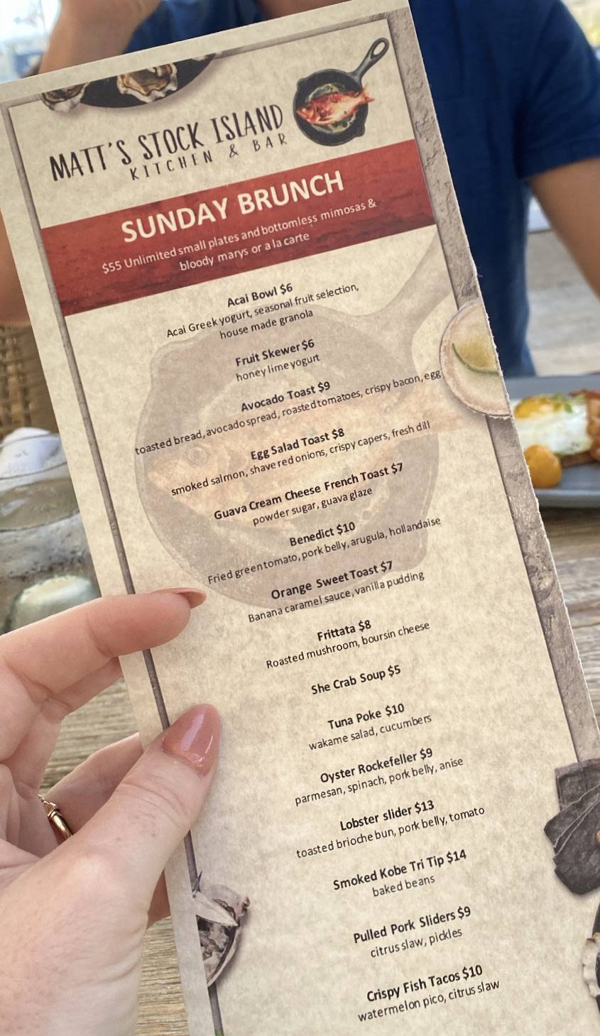 Menu at Matt’s Stock Island Kitchen & Bar, Key West