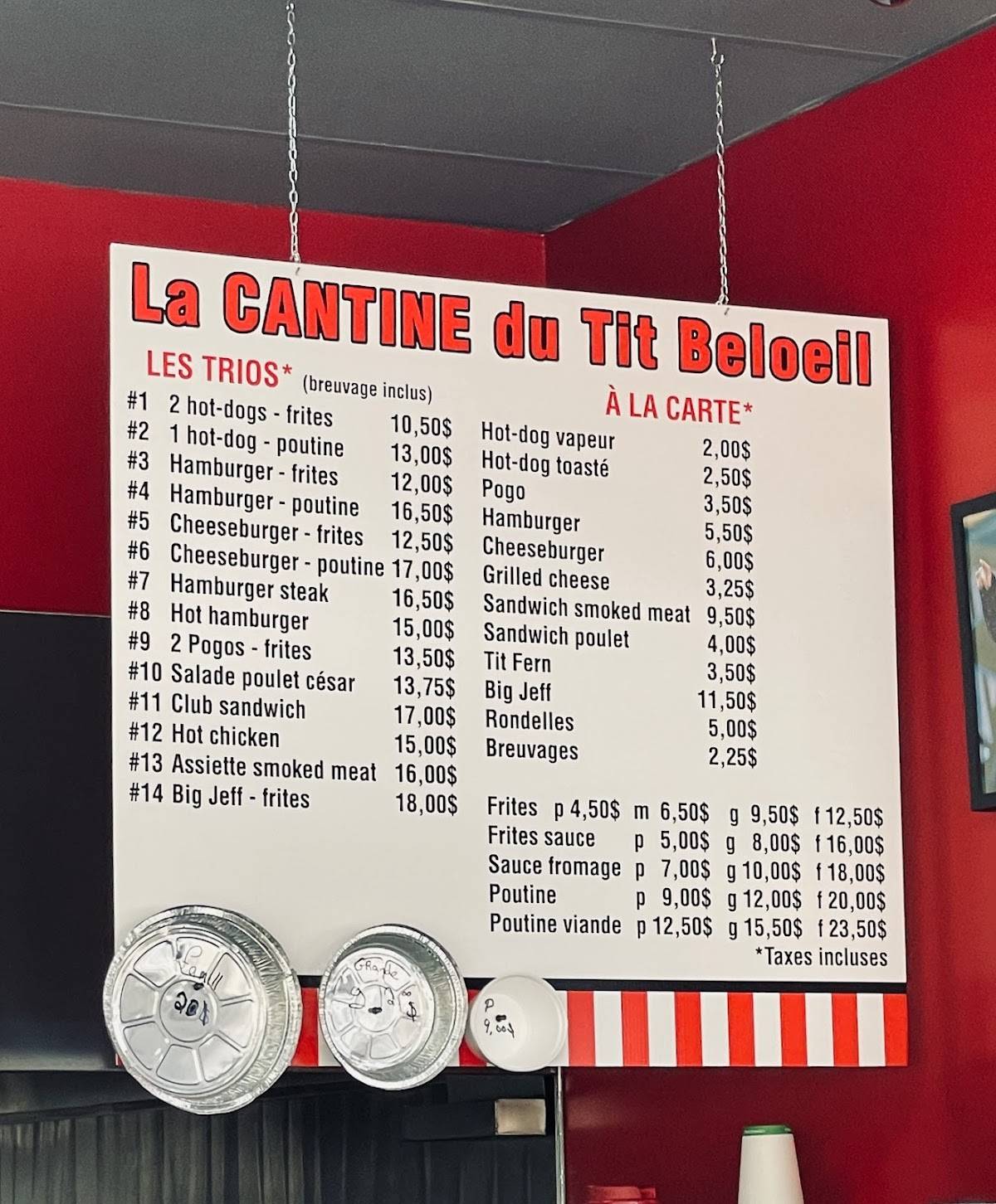 Menu au La Cantine du Tit Beloeil restaurant, Beloeil