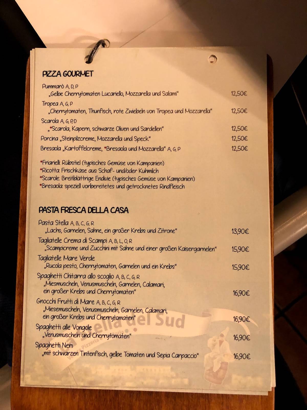 Speisekarte von La Stella del sud, Pizzeria E Trattoria Napoletana, Lambach