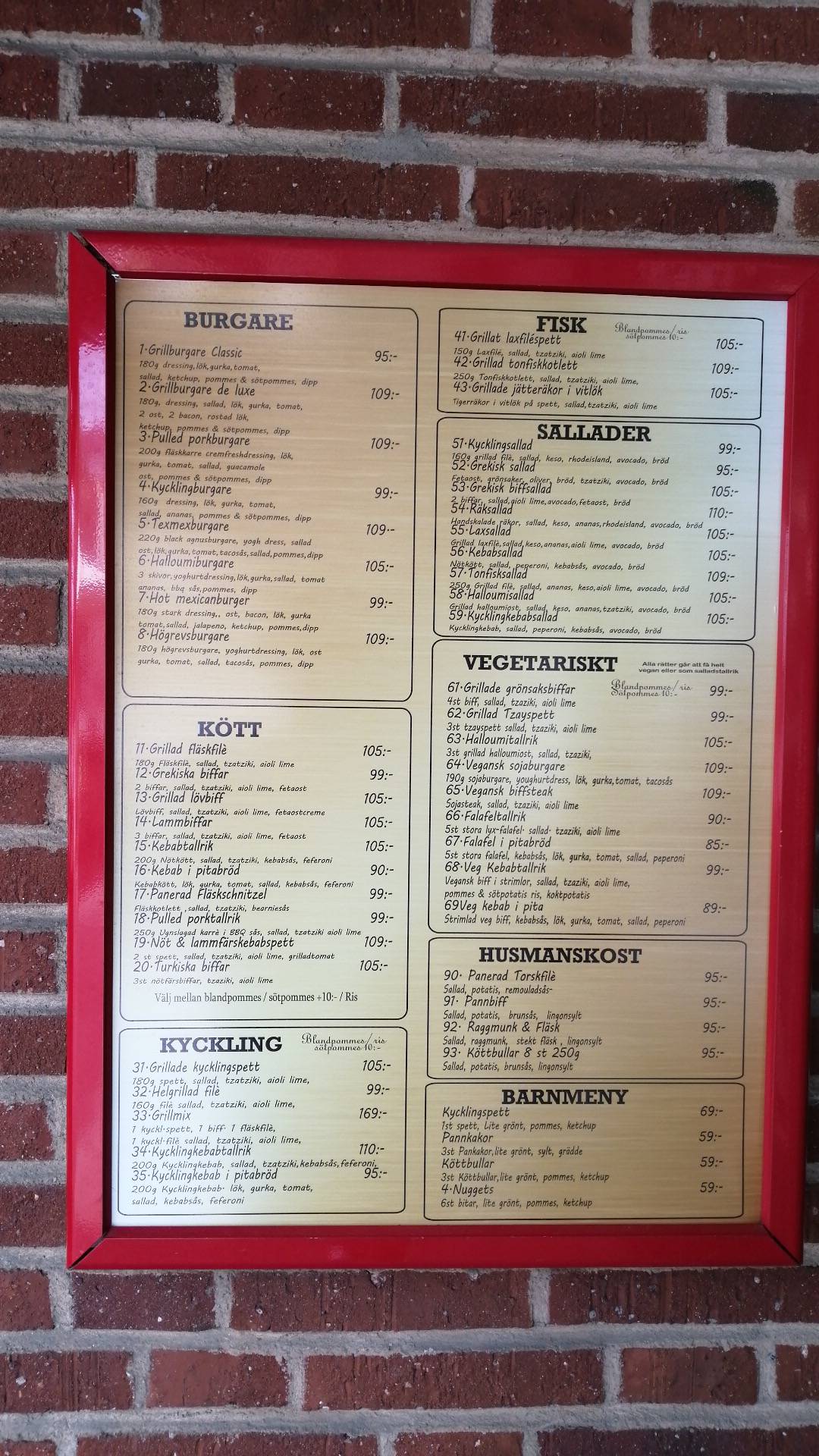 Menu At Lasarettsgrillen Restaurant Bor S