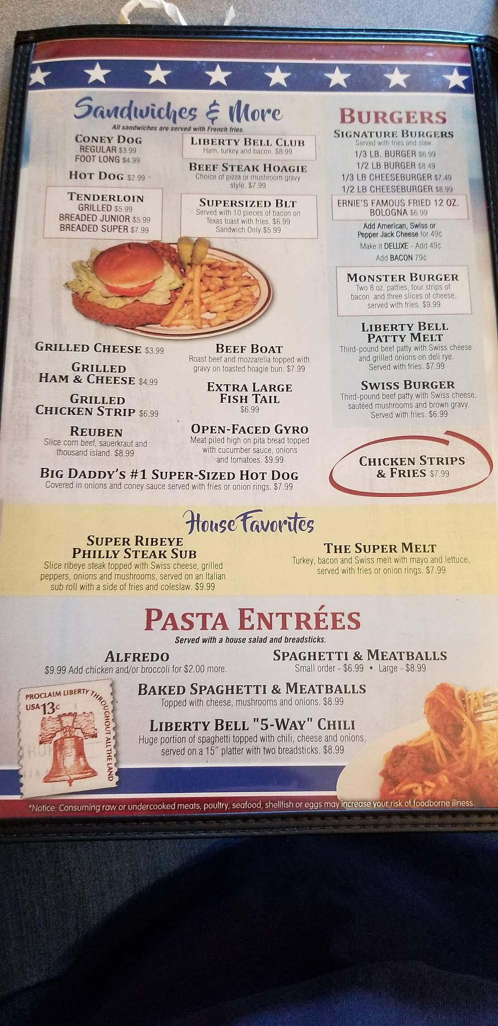 Menu at Liberty Bell Restaurant, Liberty