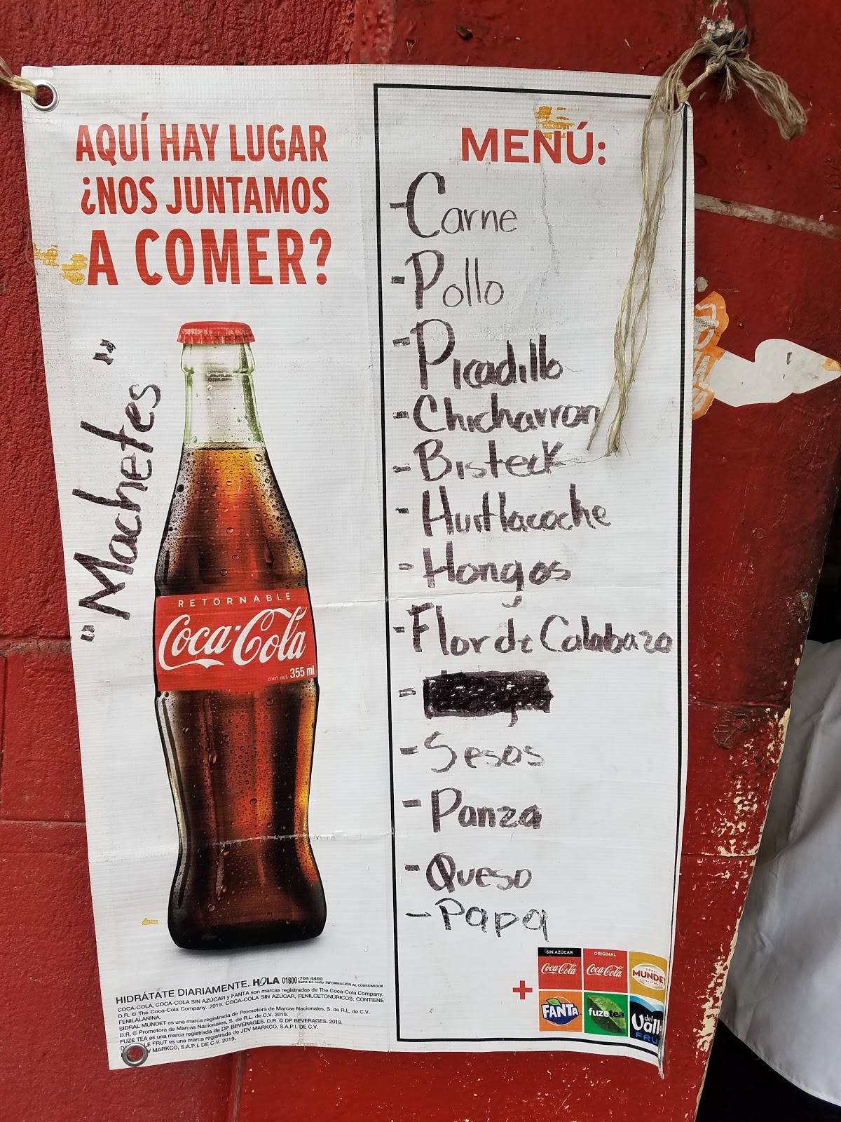 Carta del restaurante Los Machetes del la Guerrero, Mexico, Lerdo 186