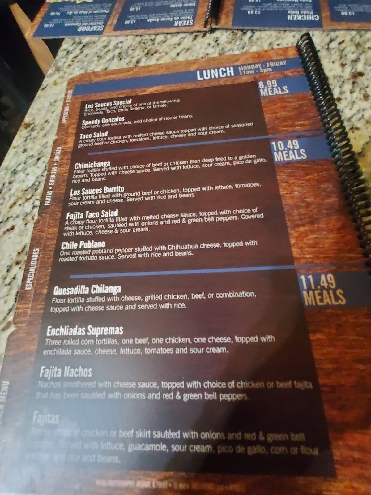 Menu at Los Sauces Mexican Restaurant, Nevada, 117 S Centennial Blvd