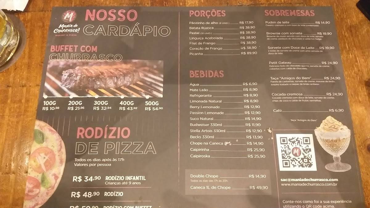 Menu em Mania de Churrasco Buffet Pizza churrascaria São Paulo