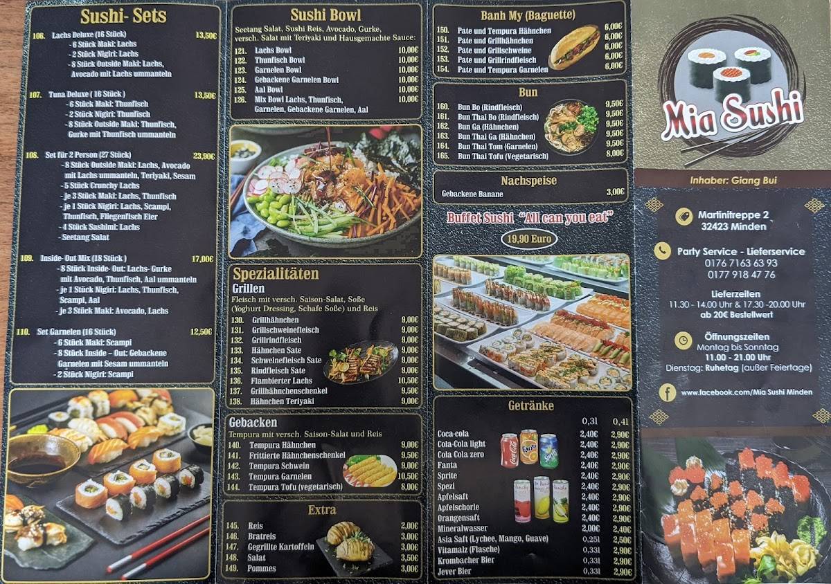 Speisekarte von Mia Sushi restaurant, Minden