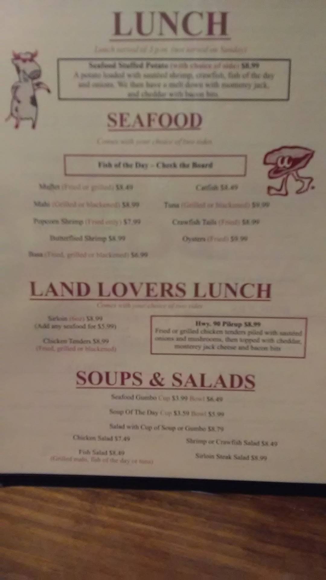 Menu at The Cutting Board restaurant, Milton