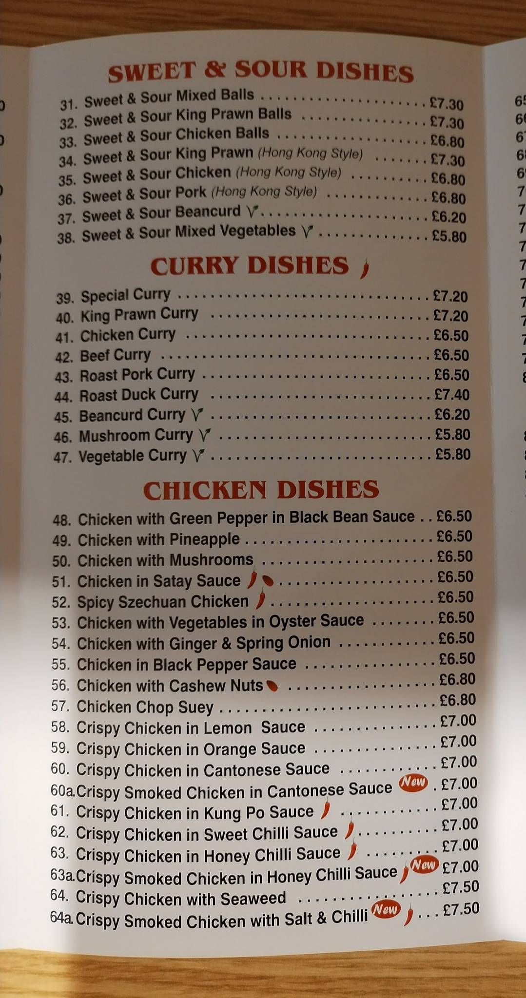 Menu at Ming chef Chinese takeaway restaurant, Mablethorpe