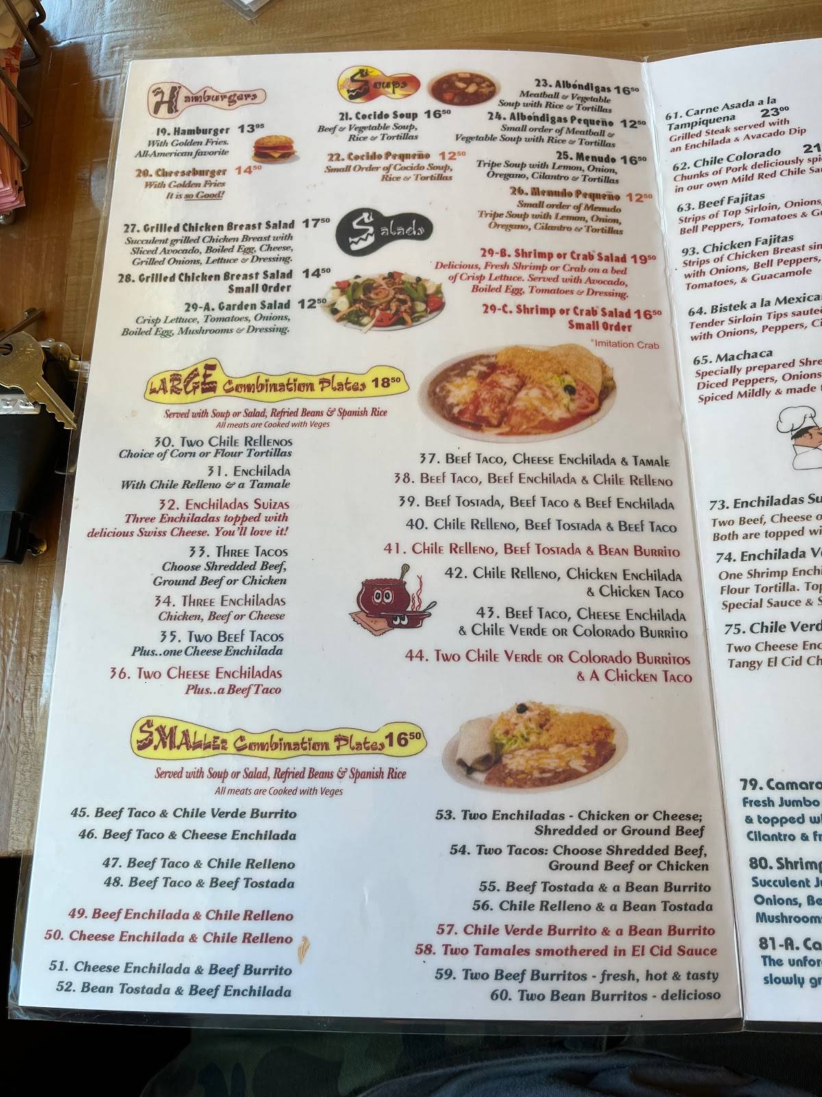 Menu at El Cid restaurant, Oakhurst, CA41