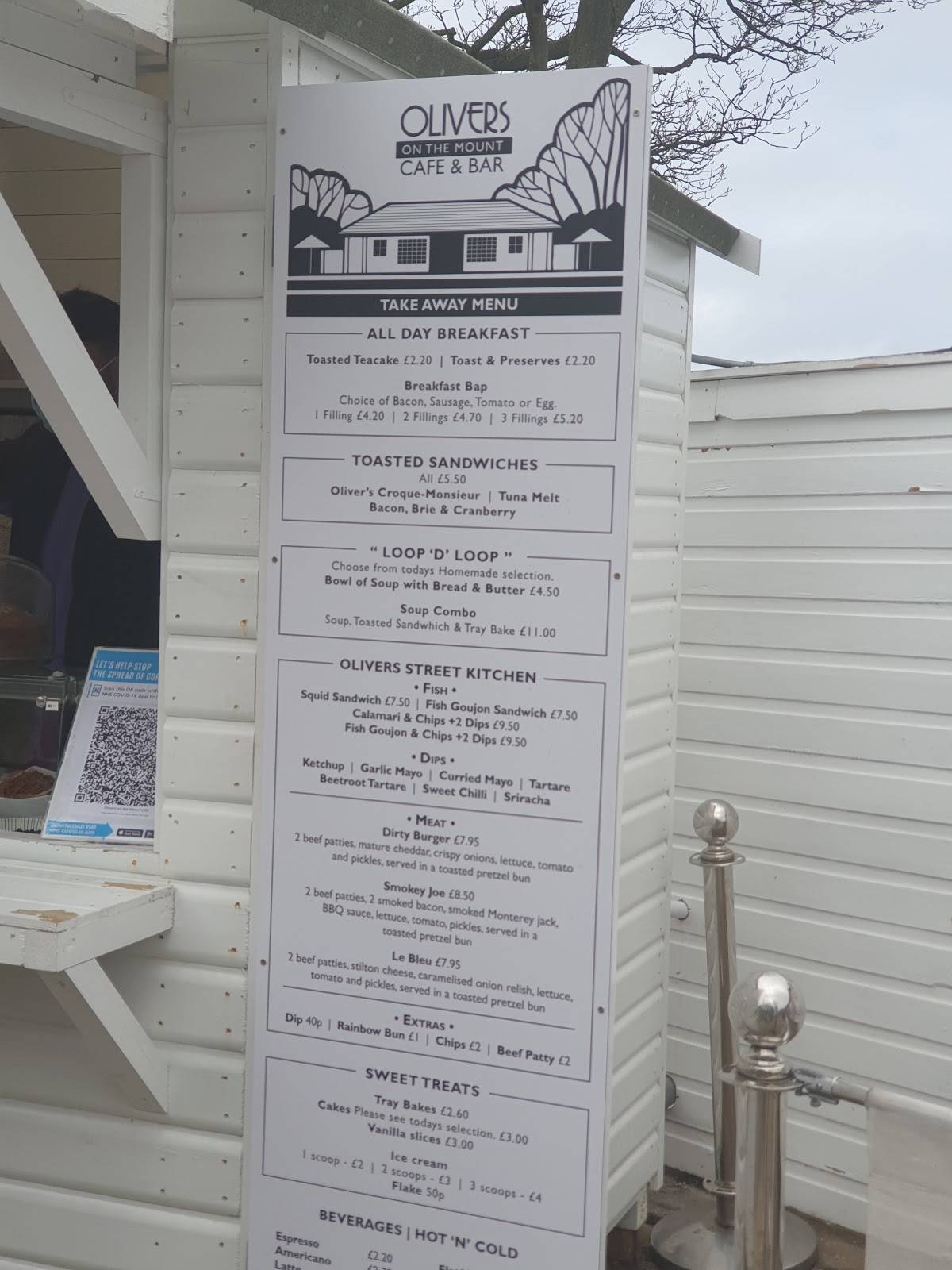 Menu at Olivers on the Mount restaurant, Scarborough, Olivers Mt