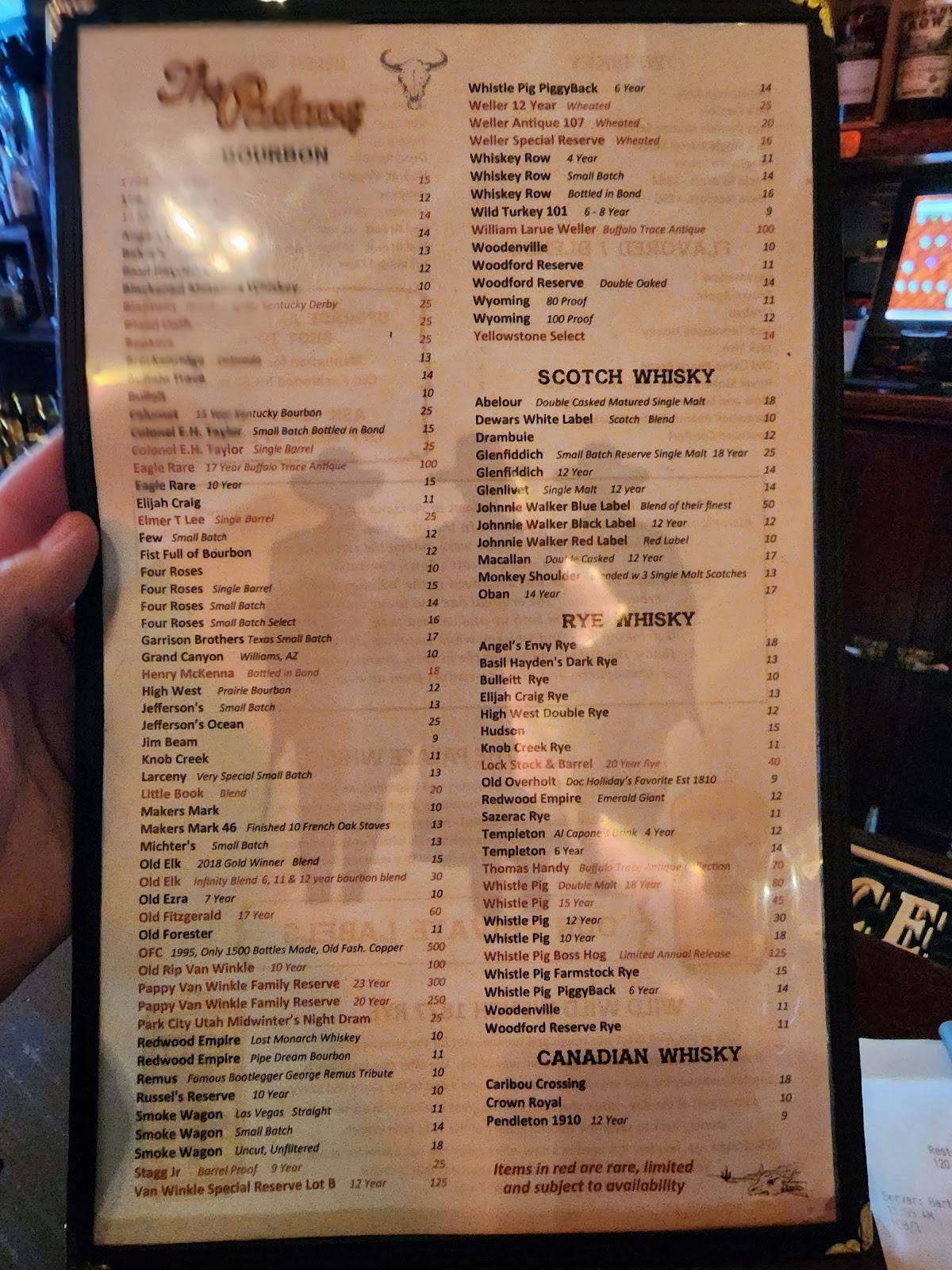 Menu at Palace Restaurant & Saloon, Prescott, 120 S Montezuma St