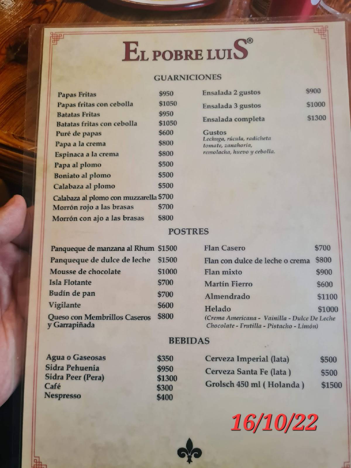 Carta De Parrilla El Pobre Luis Buenos Aires