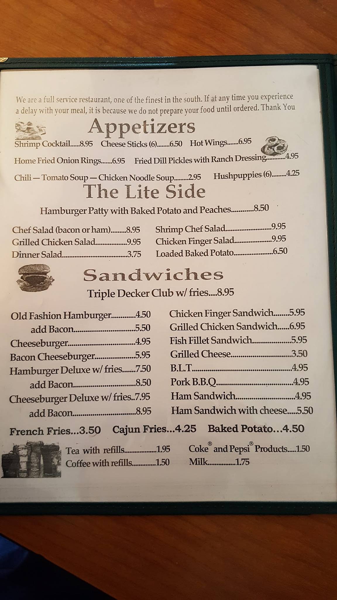 Menu at Pell City Steak House Restaurant, Pell City