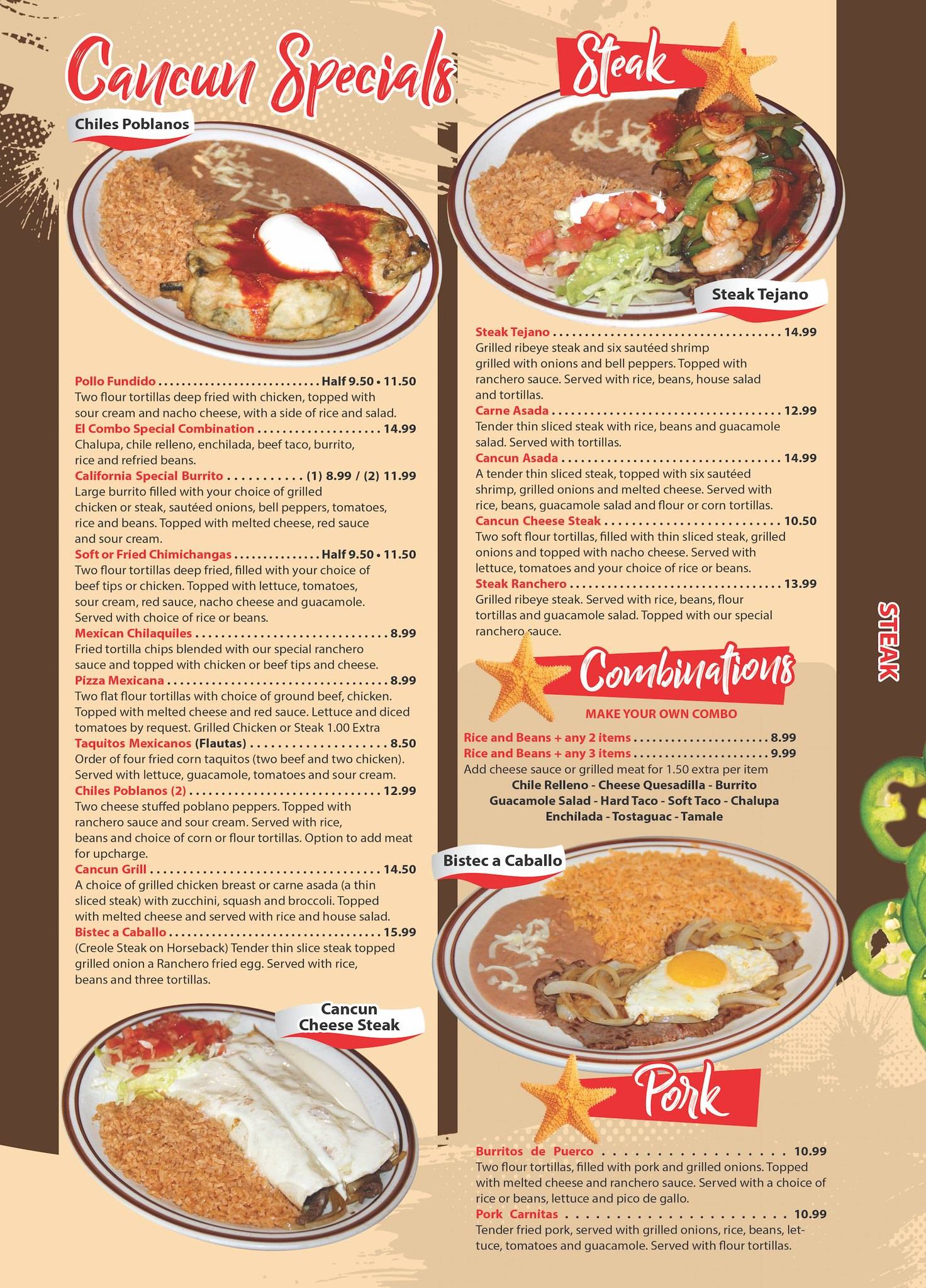 Menu at Cancun Mexican Restaurant, Piedmont