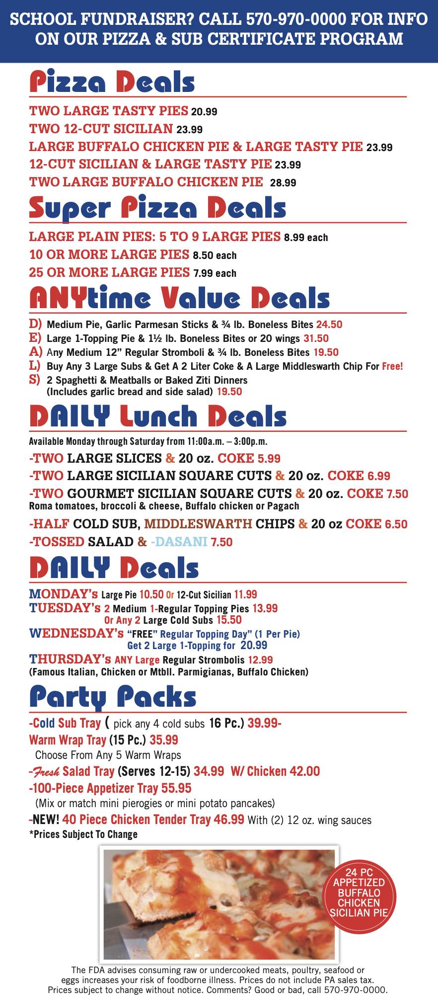 Menu at Pizza Bella Pittston/Jenkins TWP pizzeria, WilkesBarre