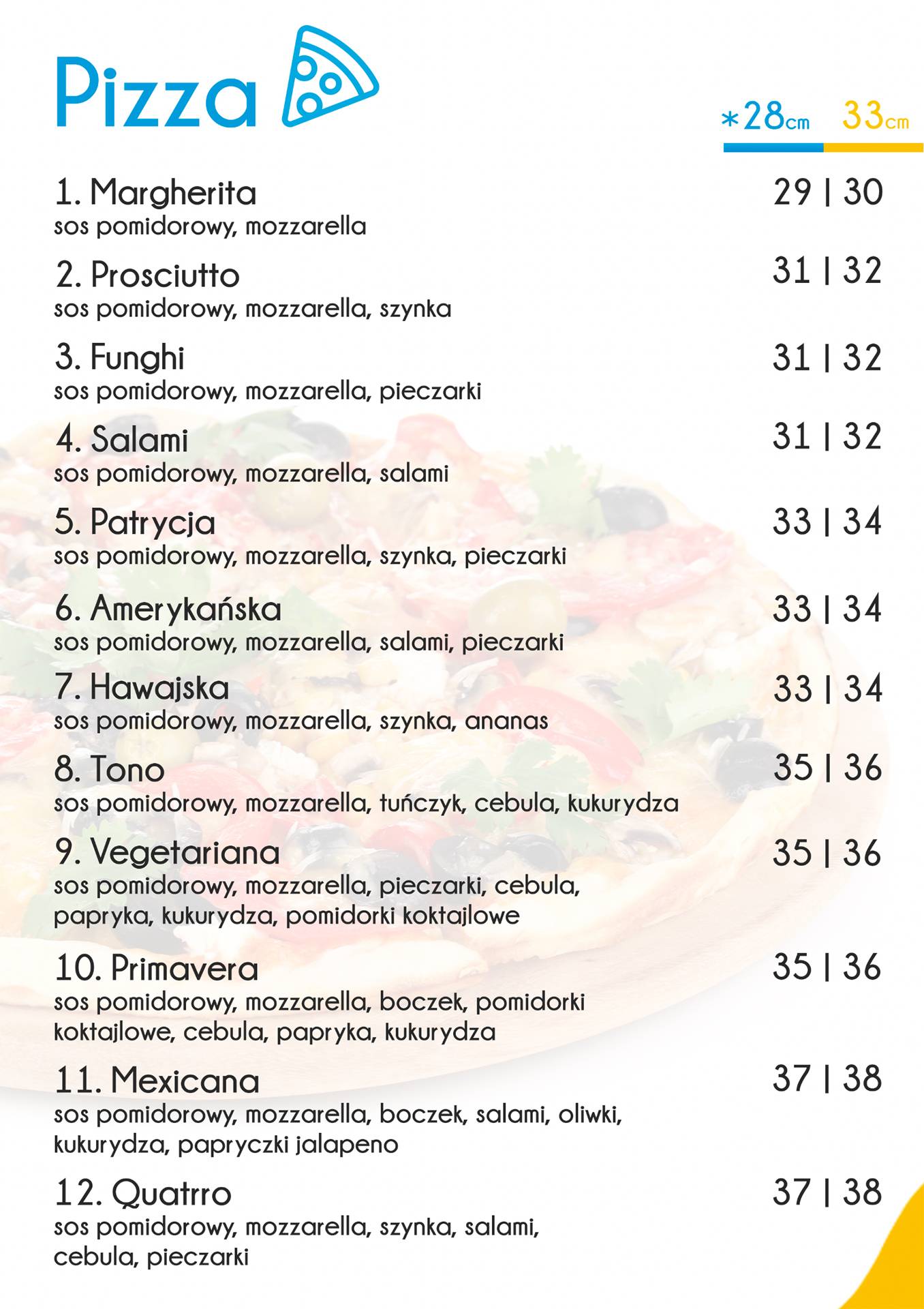 Menu at Pizza U Patrycji restaurant, Ustronie Morskie, Polna 3