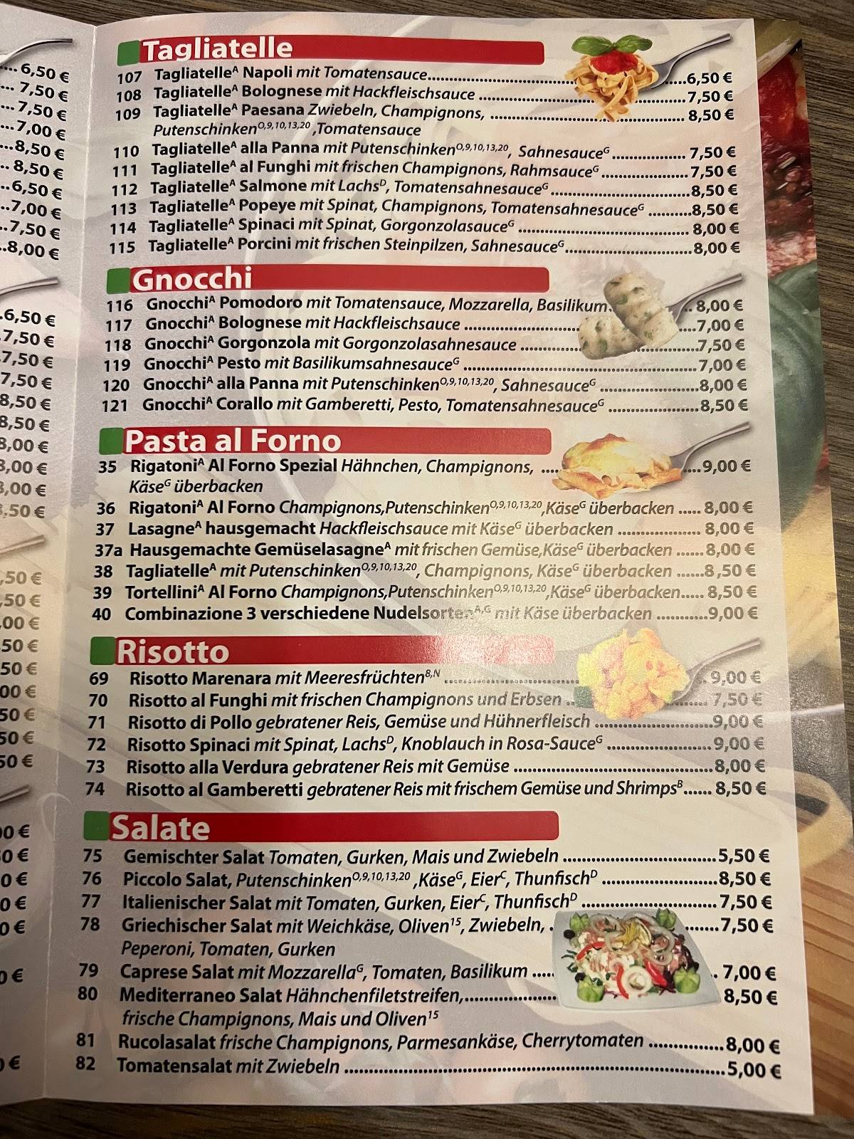 Menu au Pizzeria Piccolo, Francfort, Schmidtstraße 23
