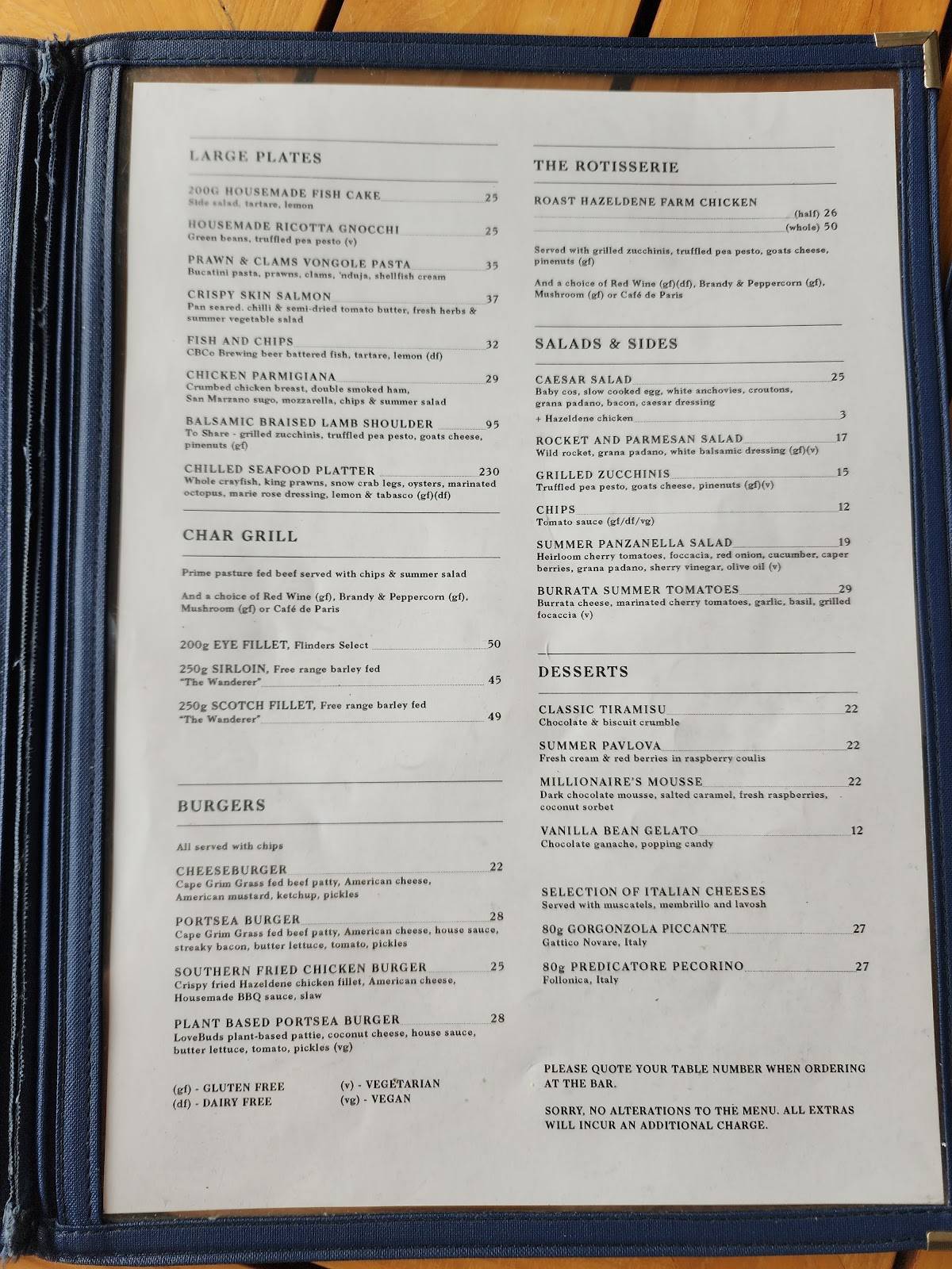 Menu at Portsea Hotel pub & bar, Portsea