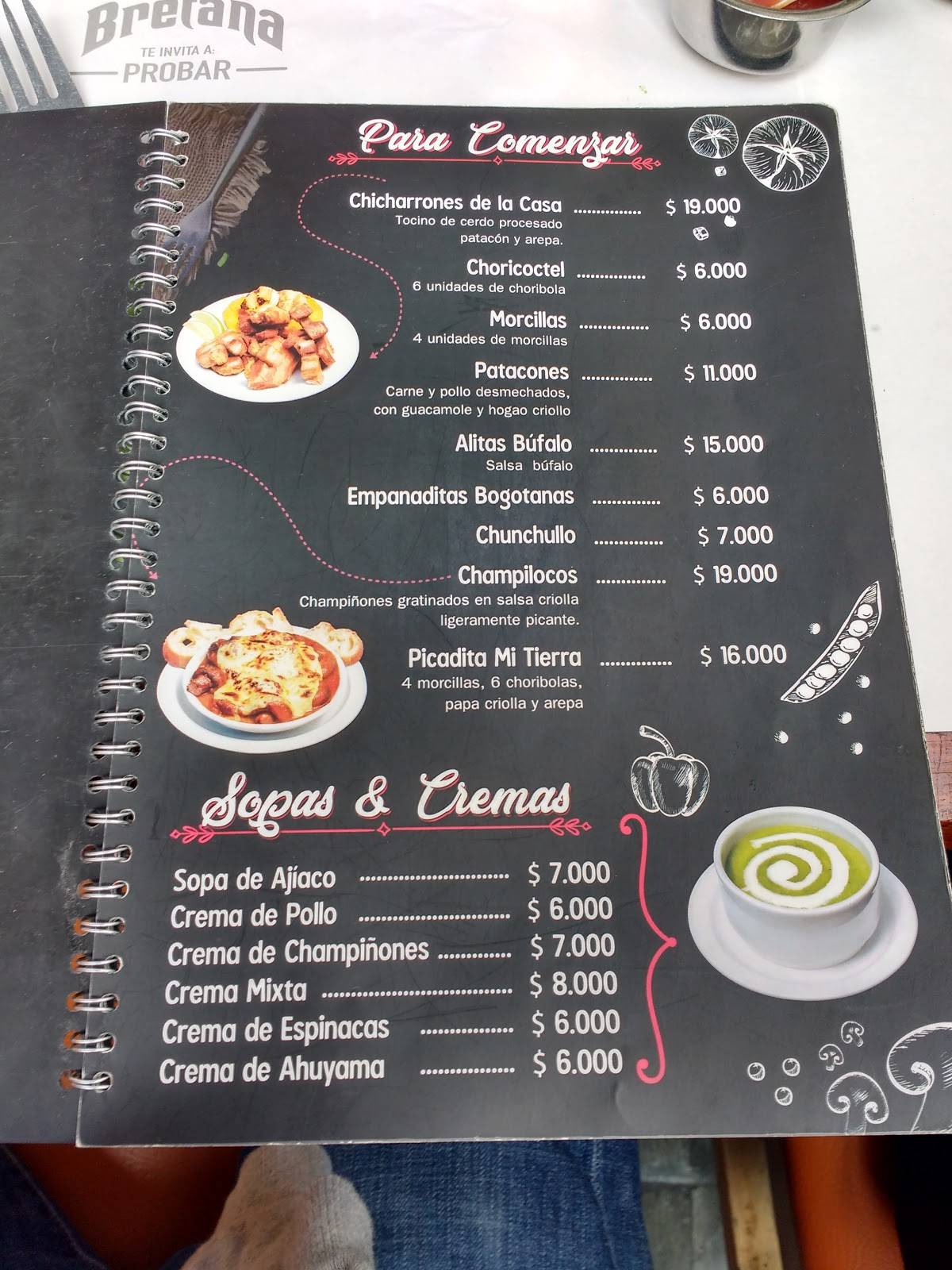 Carta del restaurante EL LEGADO DE LA MONA Bogotá Cl 118 6A 34