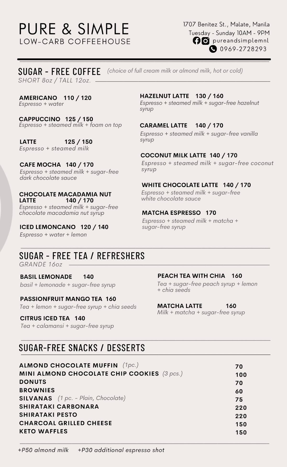 Menu At Pure Simple Coffee House Manila menu-at-pure-simple-coffee-house-manila