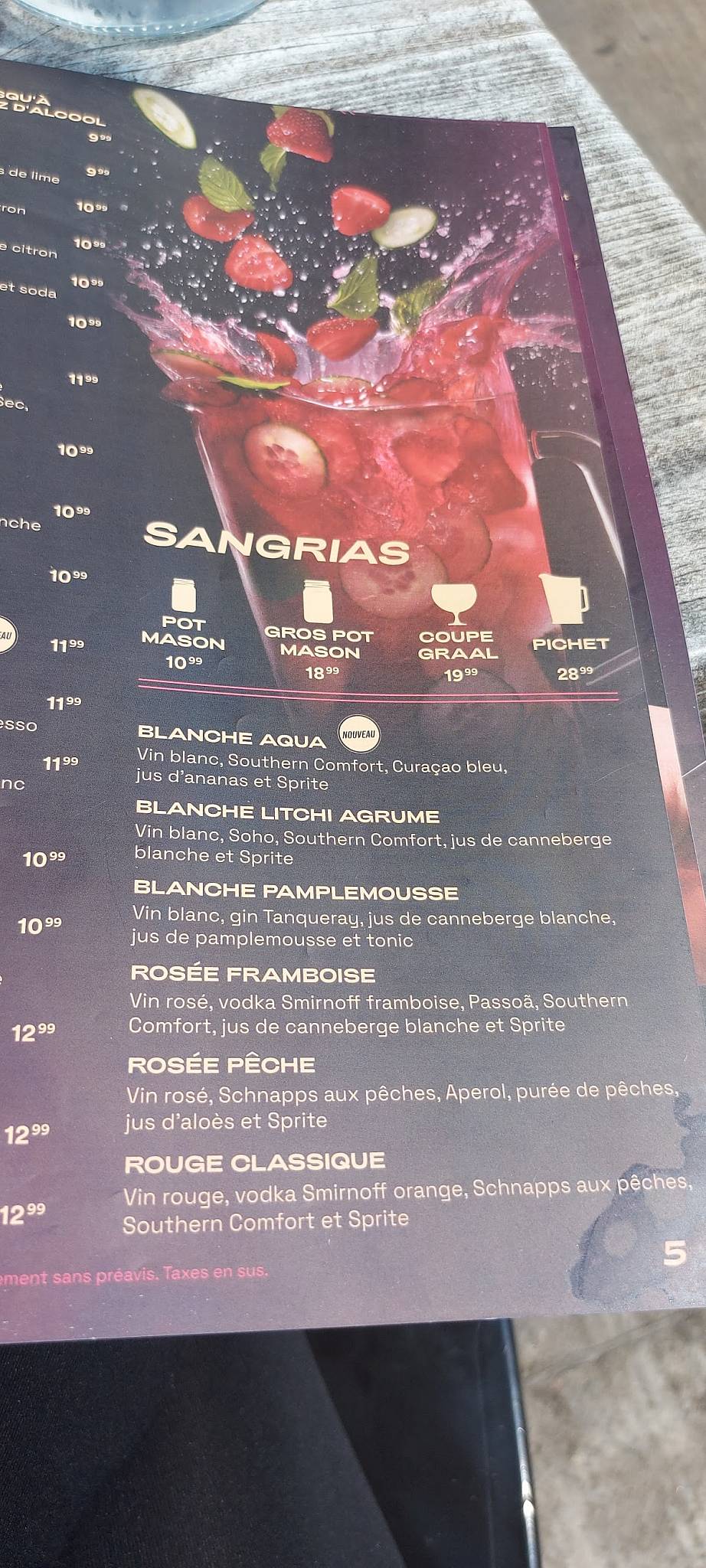 Menu au SHAKER Cuisine & Mixologie SteFoy pub et bar, Québec, Ch SteFoy