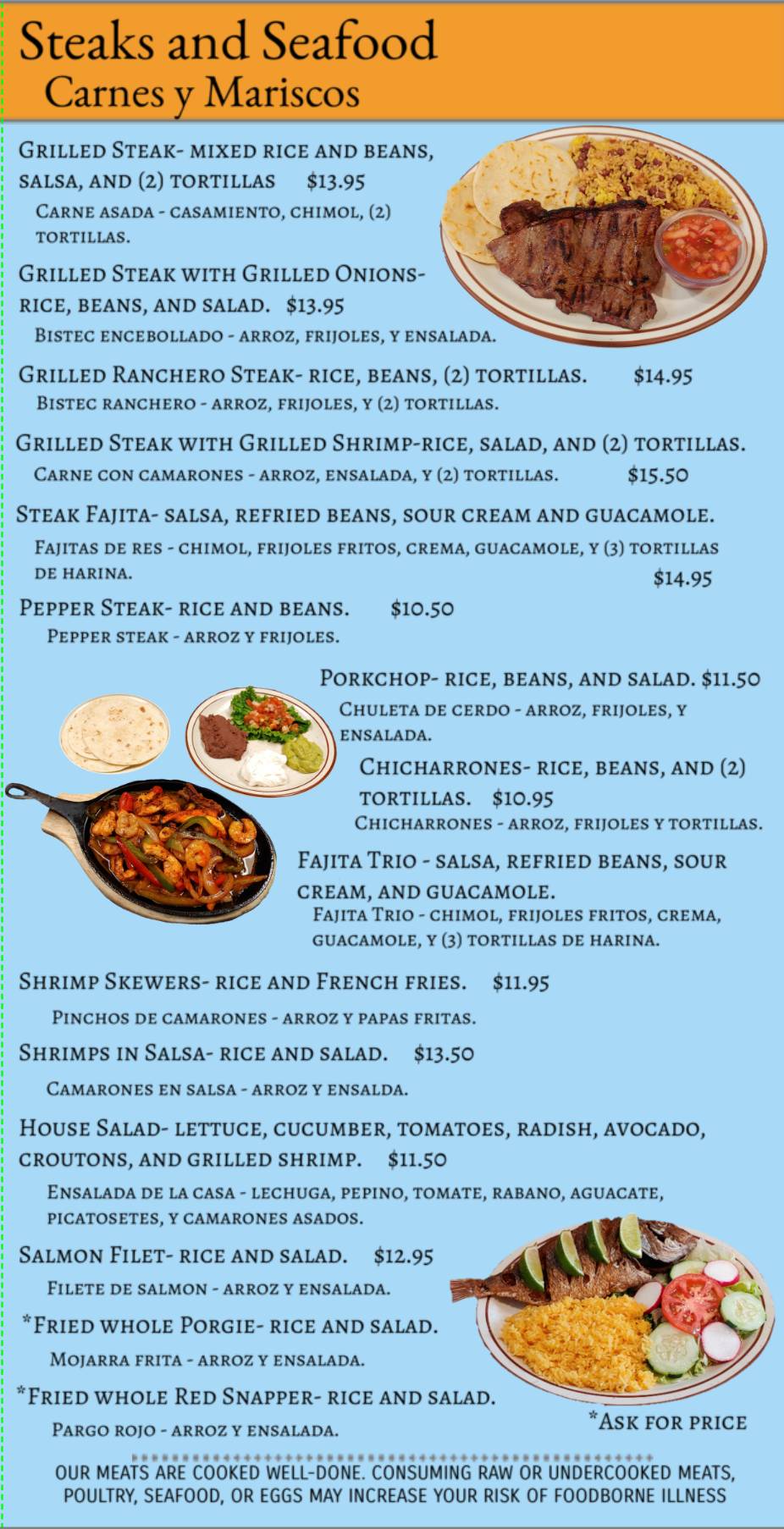 Menu at Francisco's Salvadoreño Restaurant, Bethlehem