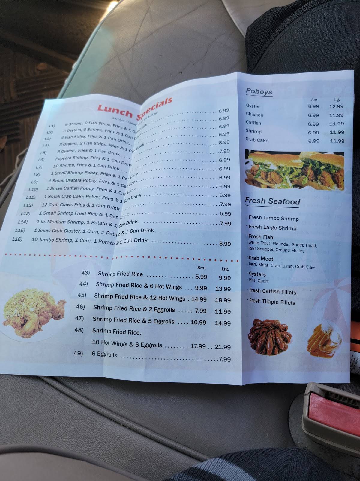 Menu at Fresh Seafood restaurant, Saraland