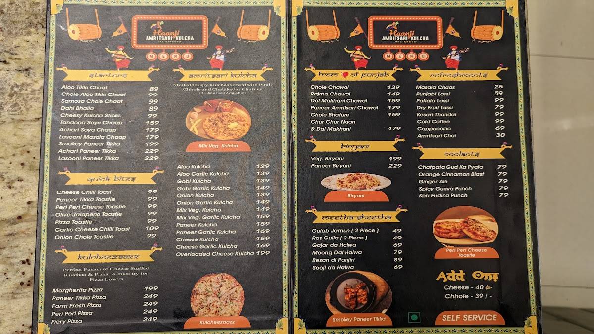 Menu at Haanji Amritsari Kulchas, Bharuch