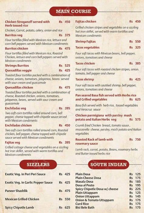 Hola Restaurante menu