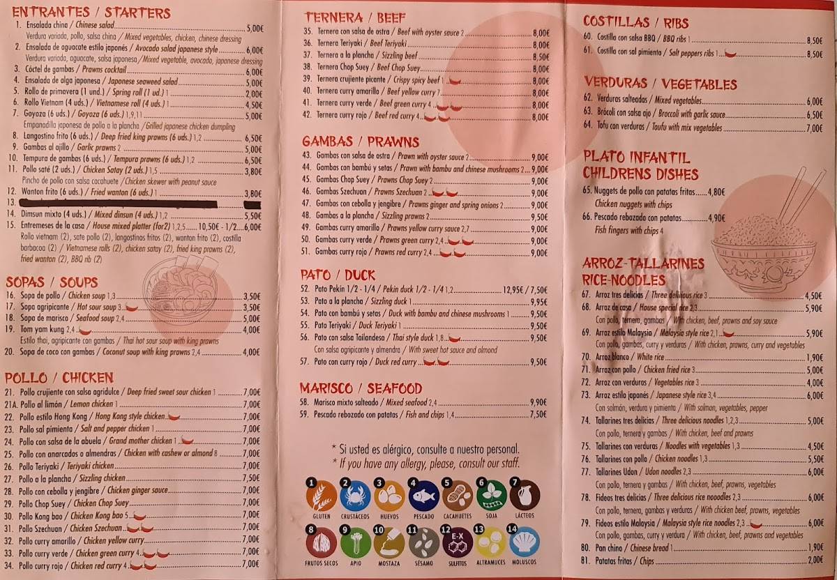 Menu at Los Sabores restaurant, Torrevieja