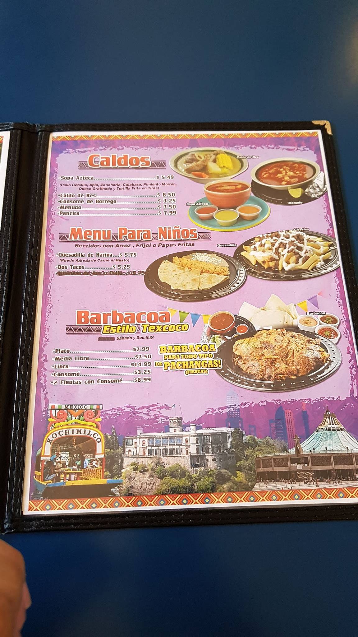 Menu at Machete Azteca restaurant, Phoenix, W Indian School Rd