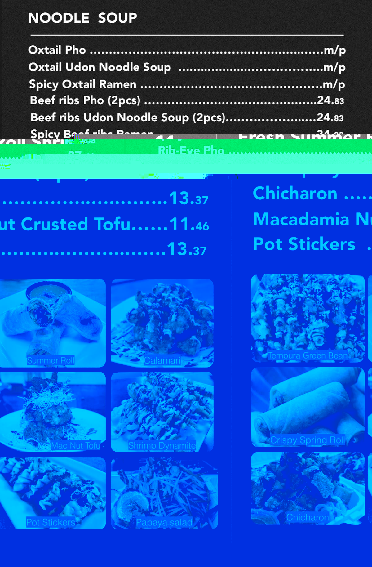 Menu at TK Noodle House Kona restaurant, KailuaKona