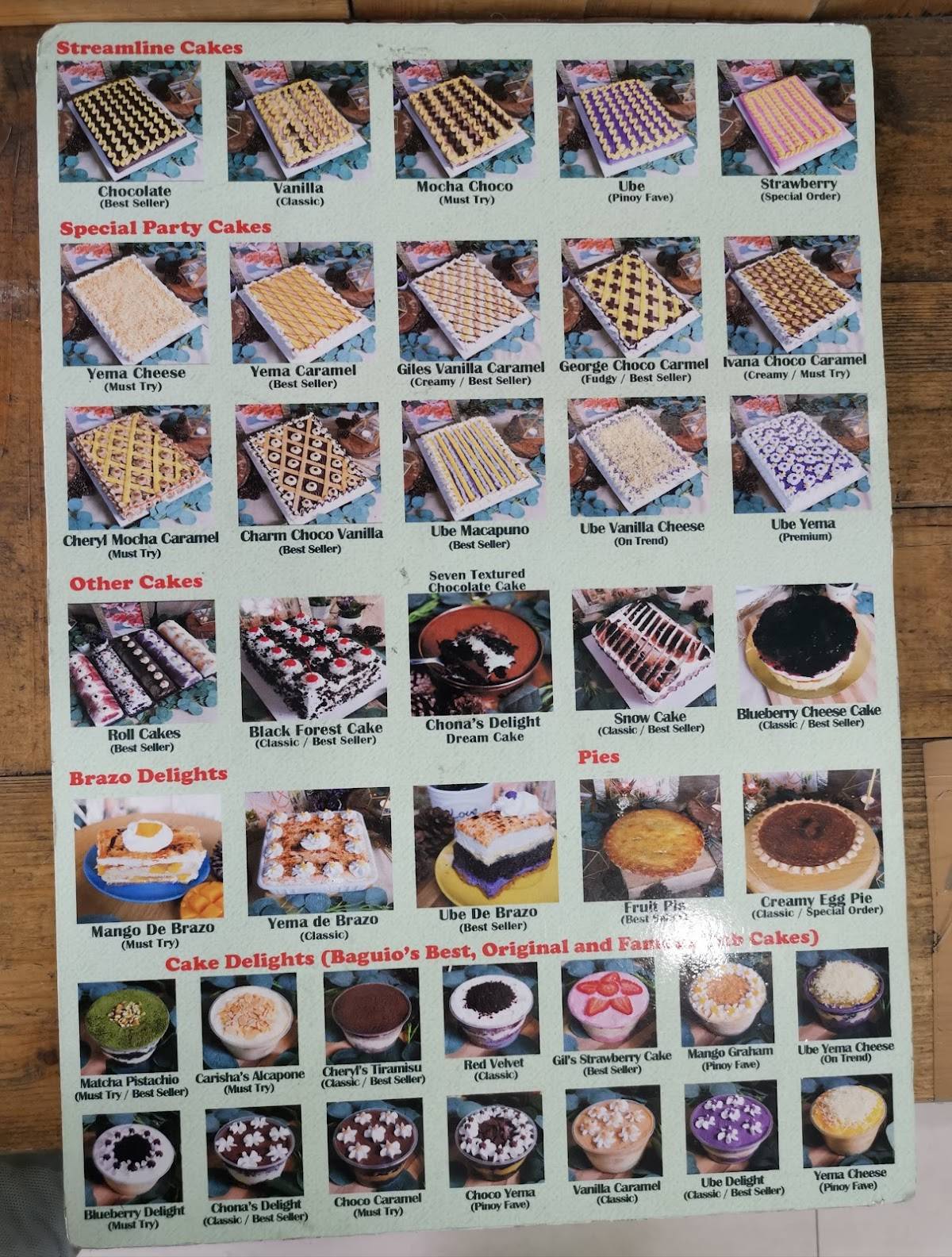 Menu at Tea House restaurant, Baguio