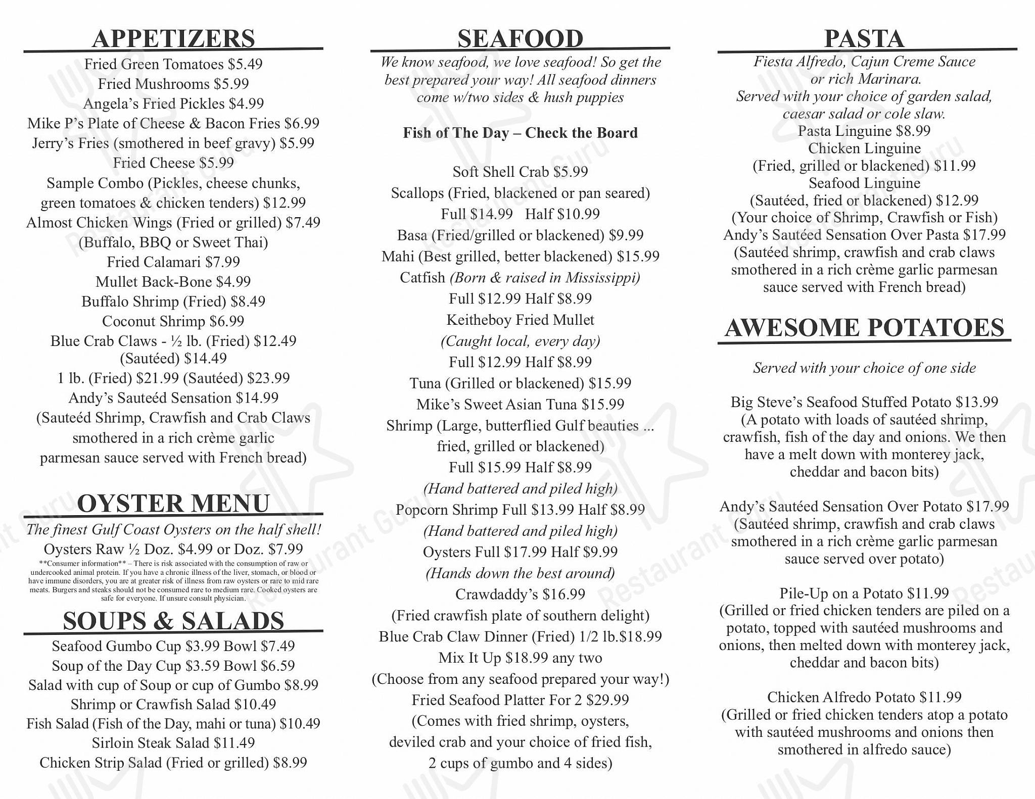 Menu at The Cutting Board restaurant, Milton