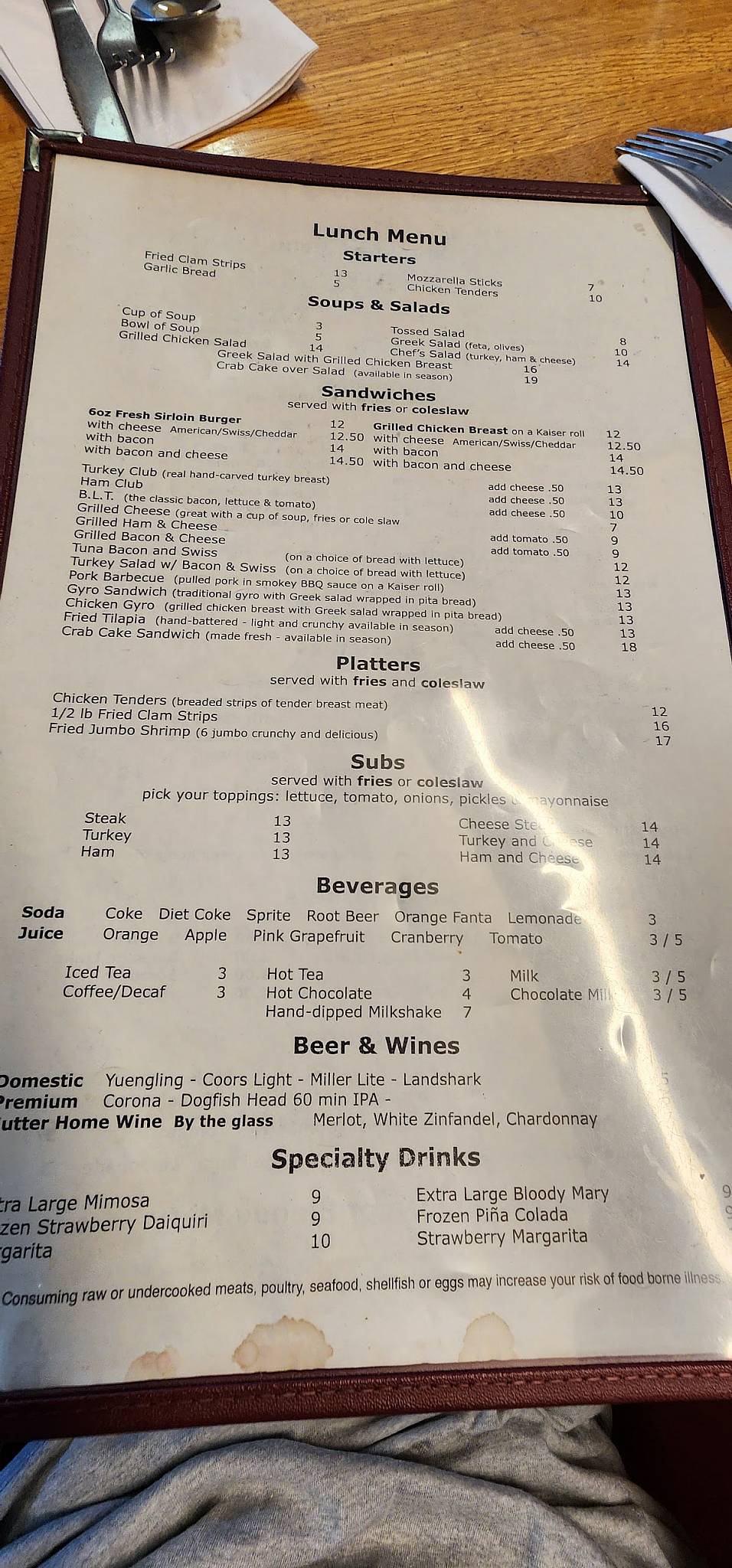Menu at Robin Hood Restaurant, Rehoboth Beach