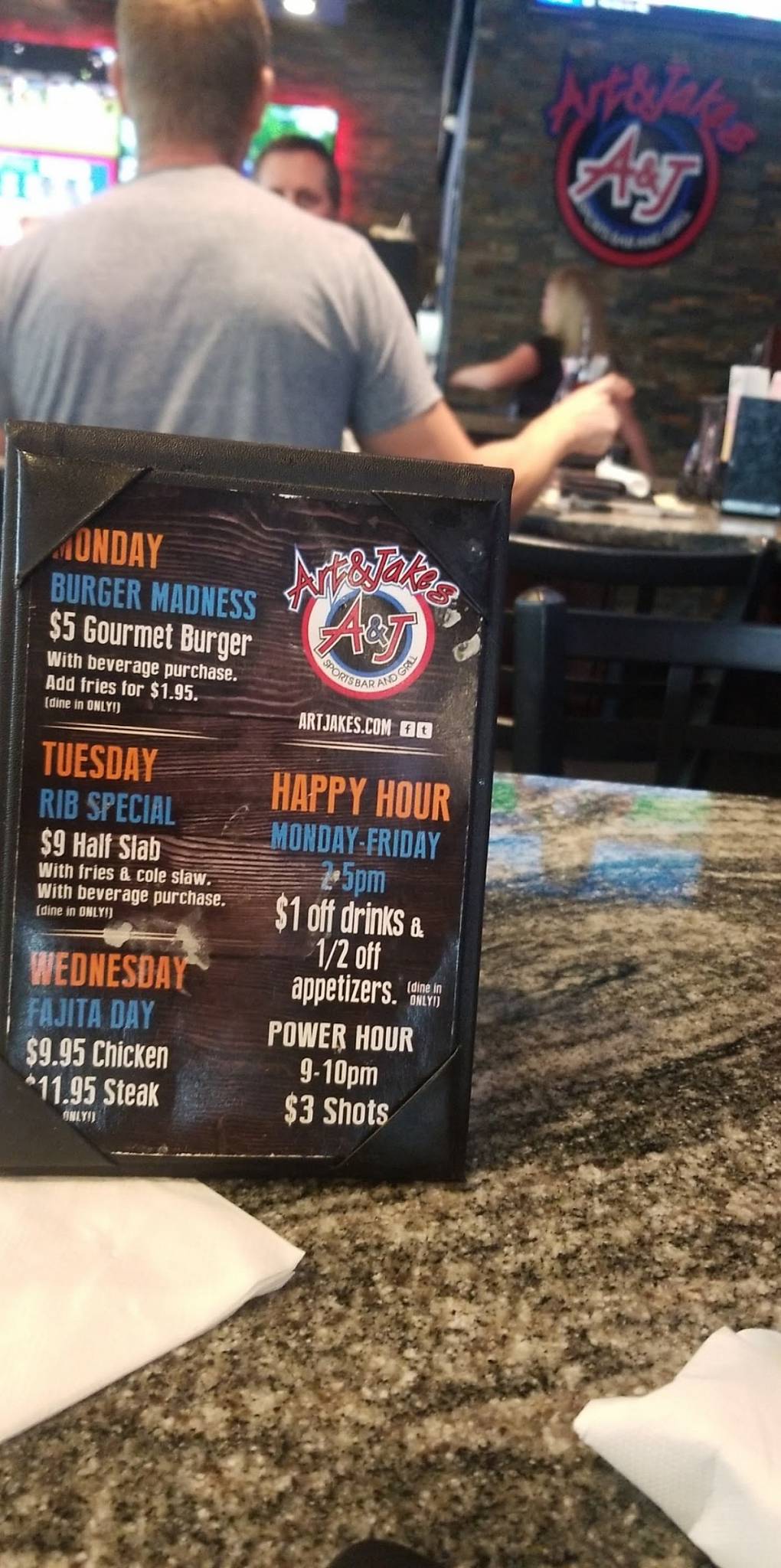 Menu at Art & Jakes Sports Grill Washington Twp MI pub & bar, Romeo