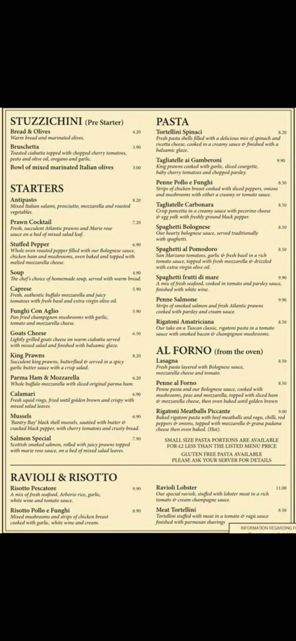 Menu At San Rufo s Italian Restaurant Skegness menu-at-san-rufo-s-italian-restaurant-skegness