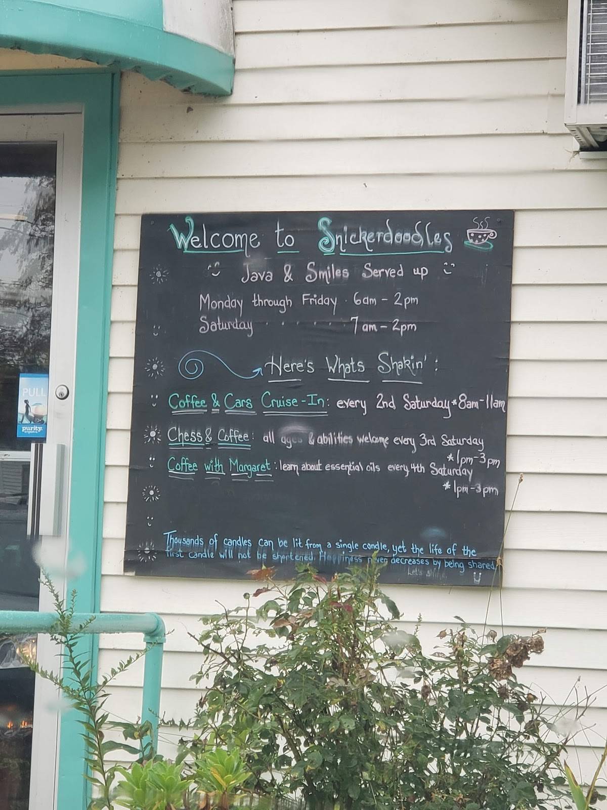 Menu at Snickerdoodles Coffee Shop cafe, Limington