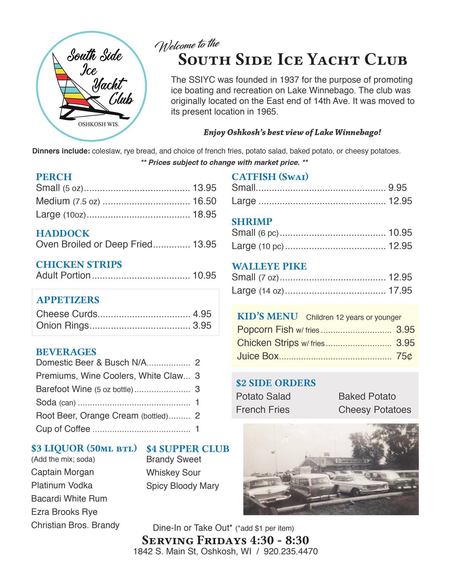 oshkosh yacht club menu