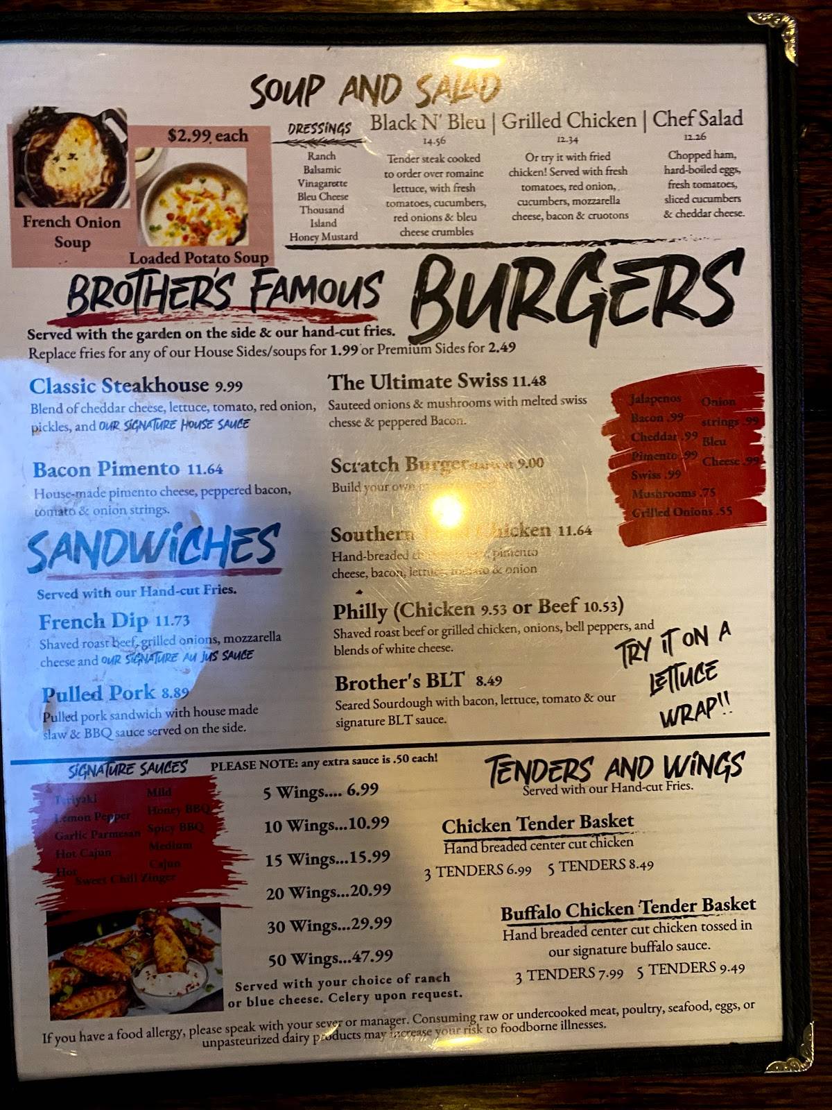 Menu at Brother's Bar & Steakhouse, Villa Rica