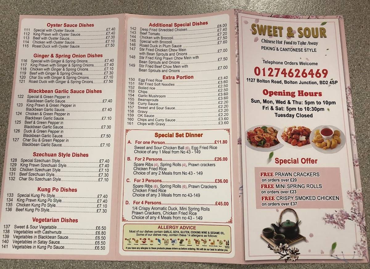 Menu at Sweet N Sour fast food, Bradford