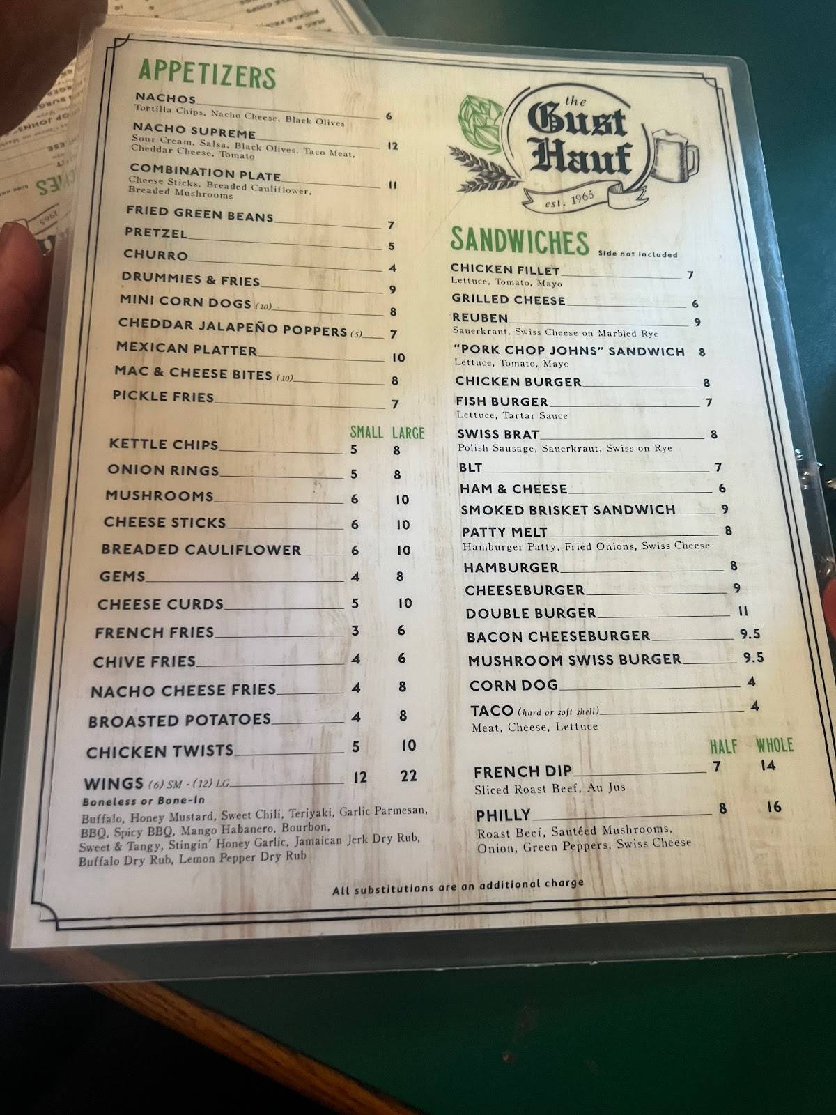 Menu at The Gust Hauf pub & bar, Glendive