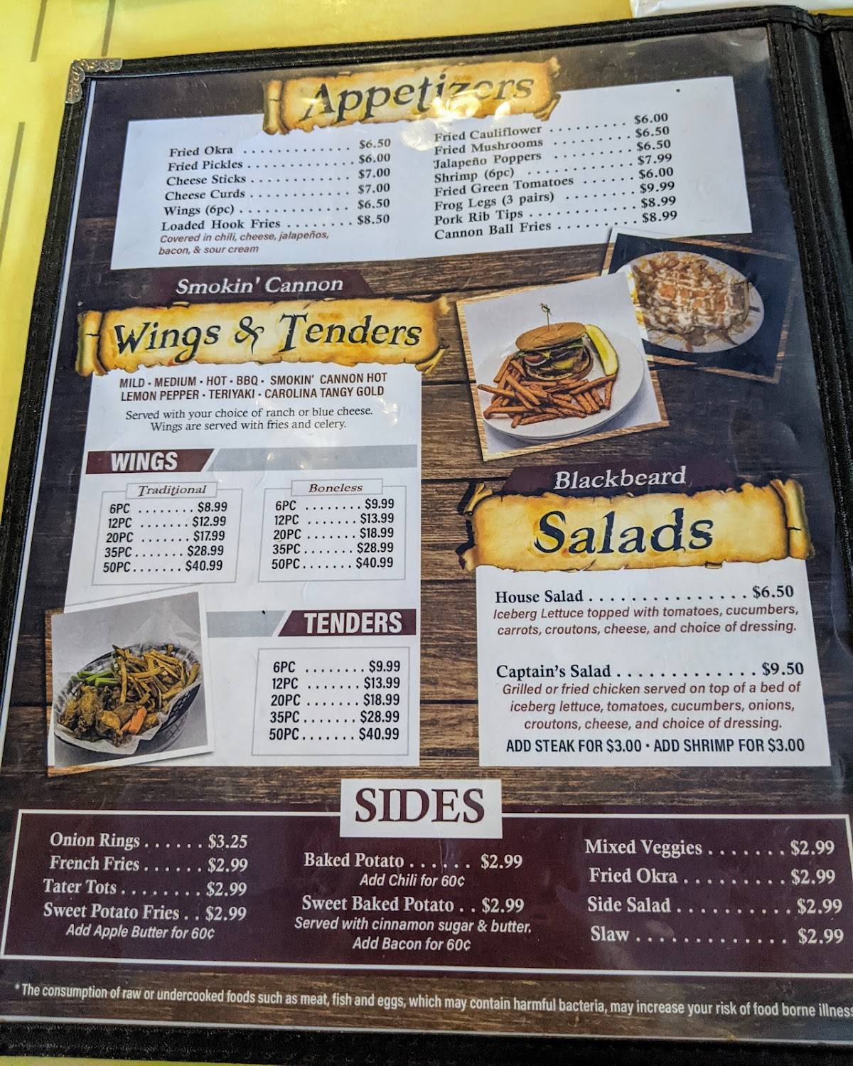 Menu at The Pirate Deck restaurant, Zebulon